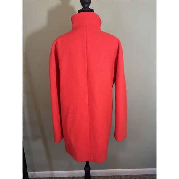 J.CREW Peacoat "City Coat" Cocoon Stadium Jacket Zip Orange‎ Womens Size 6 - Picture 5 of 10